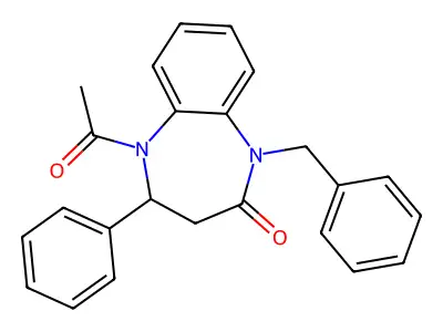 5-Acetyl-1-benzyl-4-phenyl-1,3,4,5-tetrahydro-2H-1,5-benzodiazepin-2-one structure