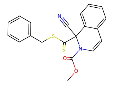 methyl 1-[(benzylsulfanyl)carbothioyl]-1-cyano-2(1H)-isoquinolinecarboxylate structure
