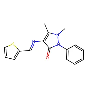 1,5-Dimethyl-2-phenyl-4-[(2-thienylmethylene)amino]-1,2-dihydro-3H-pyrazol-3-one structure