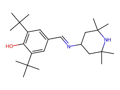 2,6-Di-tert-butyl-4-((2,2,6,6-tetramethylpiperidin-4-ylimino)-methyl)-phenol structure