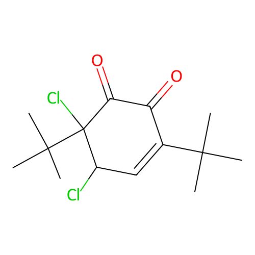 3,6-Di-tert-butyl-5,6-dichlorocyclohex-3-ene-1,2-dione structure