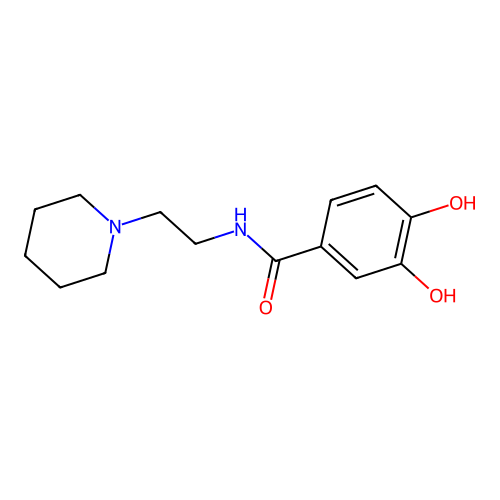 3,4-dihydroxy-N-(2-(piperidin-1-yl)ethyl)benzamide structure