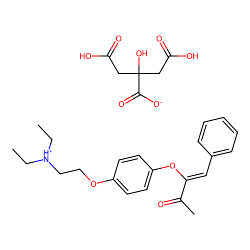 (Z)-3-(4-(2-(Diethylamino)ethoxy)phenoxy)-4-phenyl-3-buten-2-one citrate structure