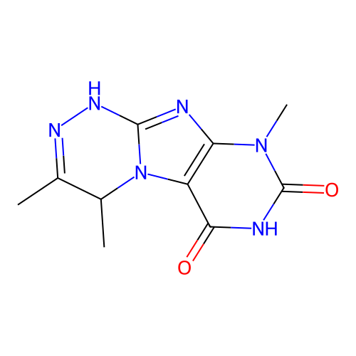 (1,2,4)Triazino(3,4-f)purine-6,8(7H,9H)-dione, 1,4-dihydro-3,4,9-trimethyl- structure