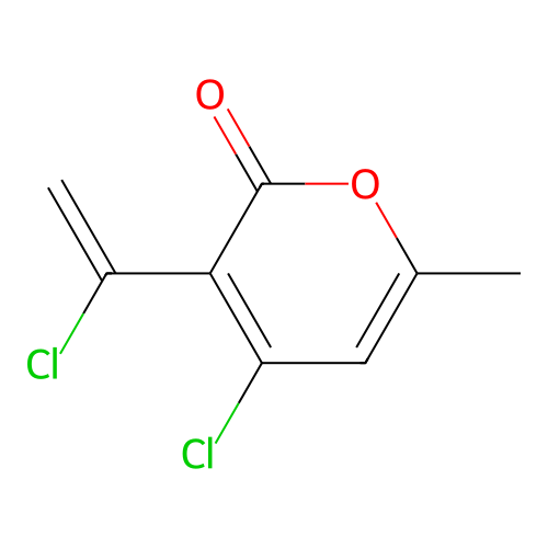 4-chloro-3-(1-chlorovinyl)-6-methyl-2H-pyran-2-one structure