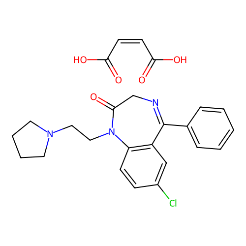 2H-1,4-Benzodiazepin-2-one, 1,3-dihydro-7-chloro-5-phenyl-1-(2-(1-pyrrolidinyl)ethyl)-, maleate (1:1) structure