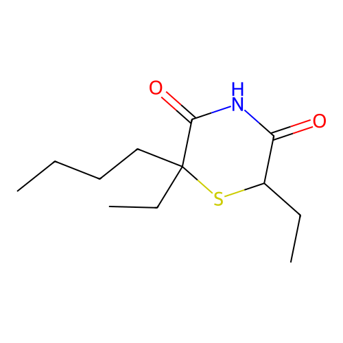2-Butyl-2,6-diethylthiomorpholine-3,5-dione structure