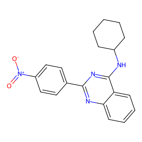 N-cyclohexyl-2-(4-nitrophenyl)quinazolin-4-amine structure