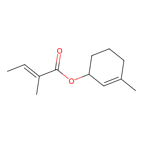 (3-methylcyclohex-2-en-1-yl) (E)-2-methylbut-2-enoate structure