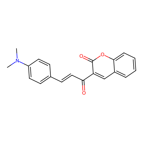 (E)-3-(3-(4-(dimethylamino)phenyl)acryloyl)-2H-chromen-2-one structure
