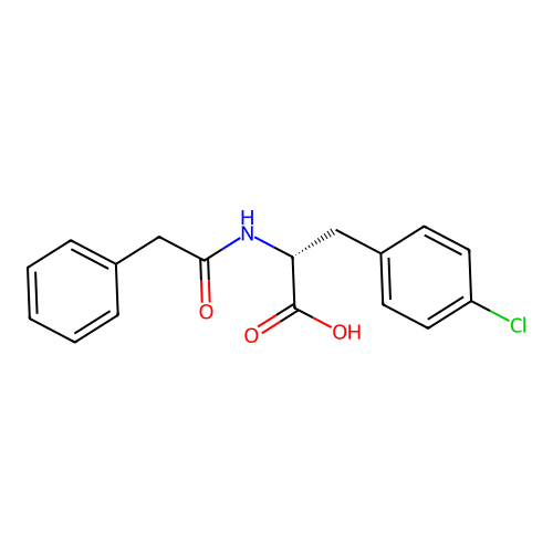 (2R)-3-(4-chlorophenyl)-2-[(2-phenylacetyl)amino]propanoic acid structure