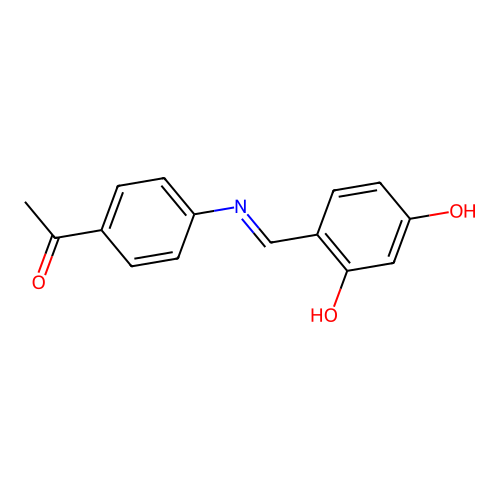 1-(4-{[(E)-(2,4-dihydroxyphenyl)methylidene]amino}phenyl)ethanone structure
