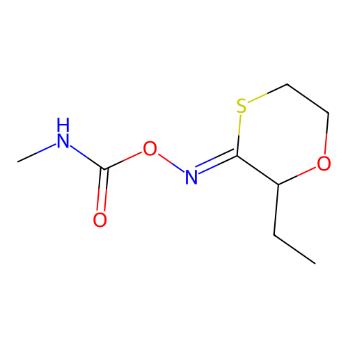 1,4-Oxathian-3-one, 2-ethyl-, O-((methylamino)carbonyl)oxime, syn- structure