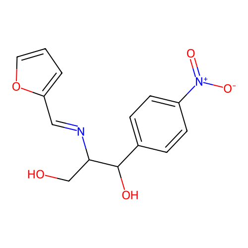 2-{[(E)-furan-2-ylmethylidene]amino}-1-(4-nitrophenyl)propane-1,3-diol structure