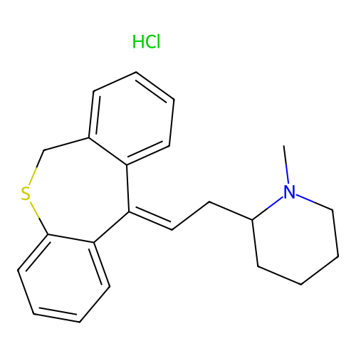 Piperidine, 2-(2-dibenzo(b,e)thiepin-6(11H)-ylideneethyl)-1-methyl-, hydrochloride structure