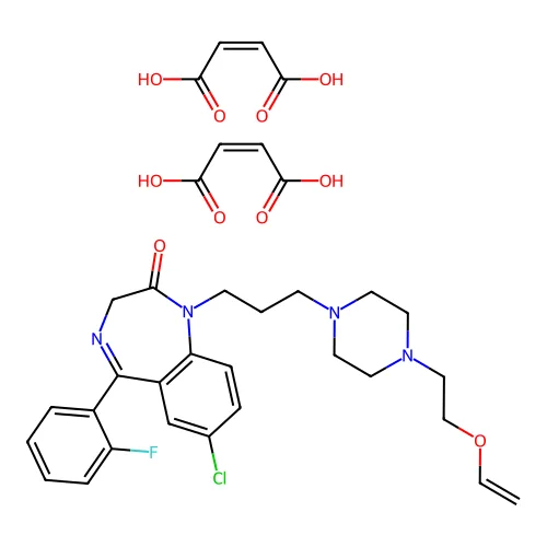 双((Z)-丁-2-烯二酸);7-氯-1-[3-[4-(2-乙烯氧代乙基)哌嗪-1-基]丙基]-5-(2-氟苯基)-3H-1,4-苯并二氮杂卓-2-酮 structure