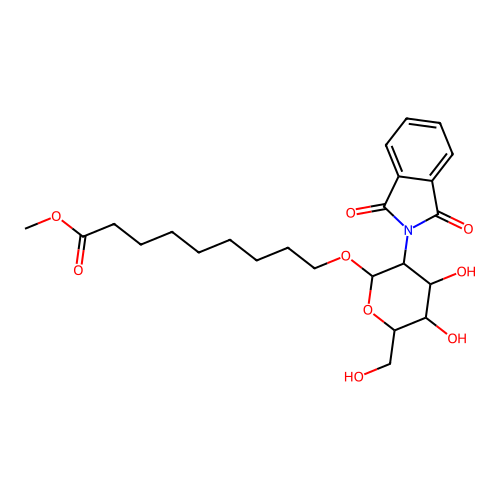 Methyl 9-(((2R,3R,4R,5S,6R)-3-(1,3-dioxoisoindolin-2-yl)-4,5-dihydroxy-6-(hydroxymethyl)tetrahydro-2H-pyran-2-yl)oxy)nonanoate structure