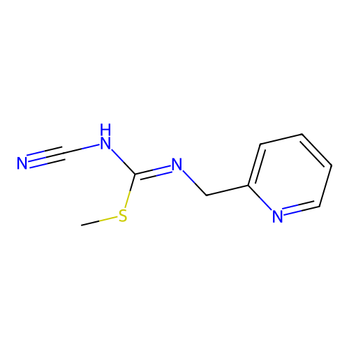 methyl N-cyano-N'-(pyridin-2-ylmethyl)carbamimidothioate structure