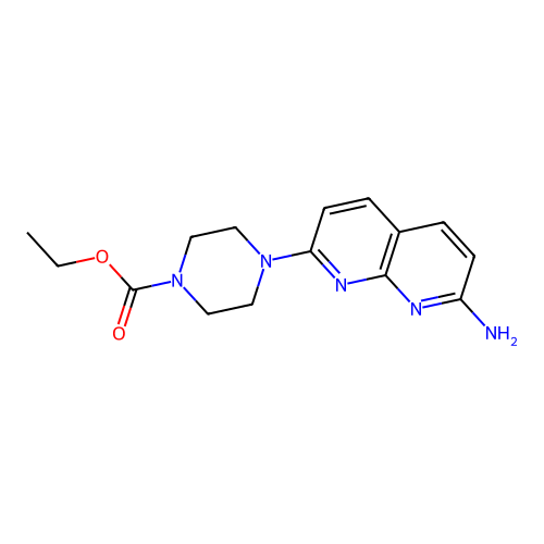 Ethyl 4-(7-amino-1,8-naphthyridin-2-yl)piperazine-1-carboxylate structure