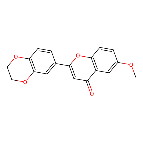 2-(2,3-dihydrobenzo[b][1,4]dioxin-6-yl)-6-methoxy-4H-chromen-4-one structure
