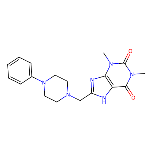 1,3-dimethyl-8-[(4-phenylpiperazin-1-yl)methyl]-3,9-dihydro-1H-purine-2,6-dione structure