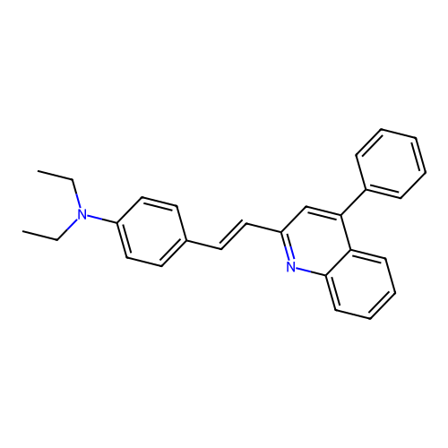 N,N-diethyl-4-[(E)-2-(4-phenylquinolin-2-yl)ethenyl]aniline structure