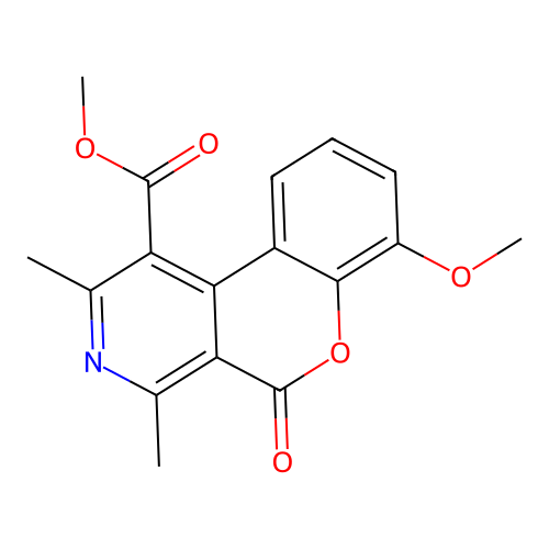 methyl 7-methoxy-2,4-dimethyl-5-oxo-5H-chromeno[3,4-c]pyridine-1-carboxylate structure