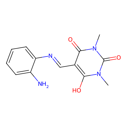 5-{[(2-aminophenyl)amino]methylidene}-1,3-dimethylpyrimidine-2,4,6(1H,3H,5H)-trione structure