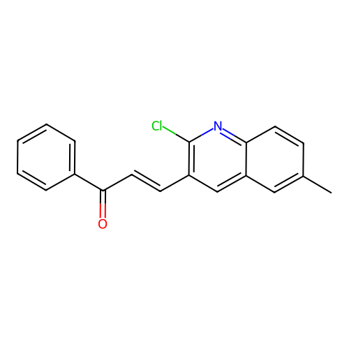 (E)-3-(2-chloro-6-methylquinolin-3-yl)-1-phenylprop-2-en-1-one structure
