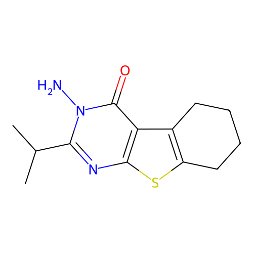 3-amino-2-(propan-2-yl)-5,6,7,8-tetrahydro[1]benzothieno[2,3-d]pyrimidin-4(3H)-one structure