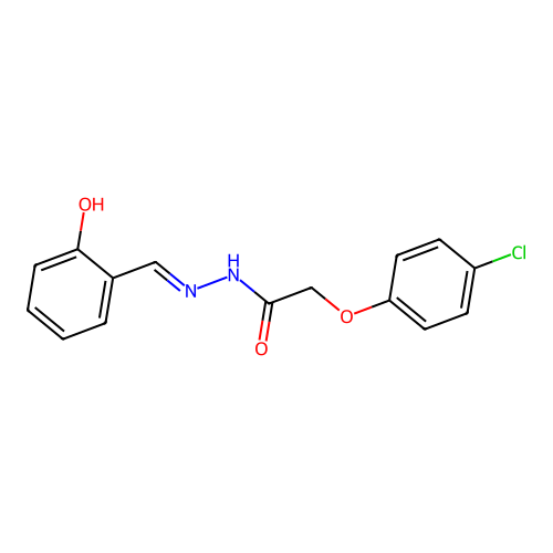 2-(4-chlorophenoxy)-N-[(2-hydroxyphenyl)methylideneamino]acetamide structure