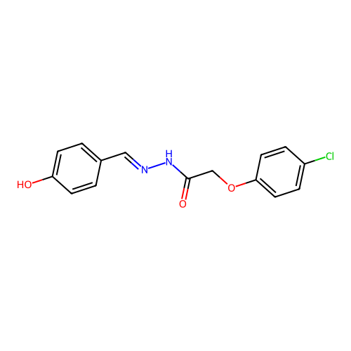 2-(4-chlorophenoxy)-N-[(4-hydroxyphenyl)methylideneamino]acetamide structure