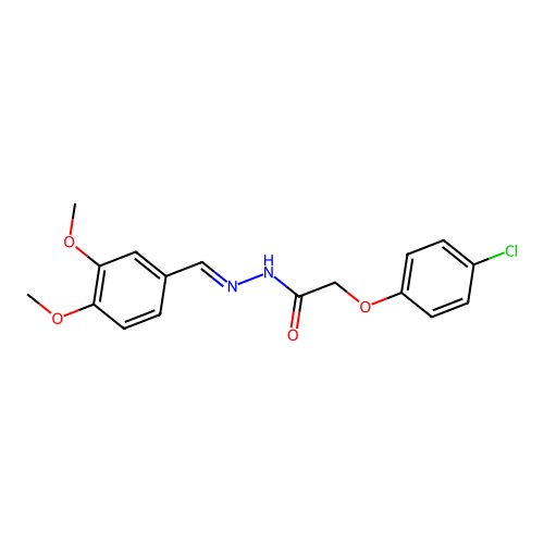 2-(4-chlorophenoxy)-N'-(3,4-dimethoxybenzylidene)acetohydrazide structure