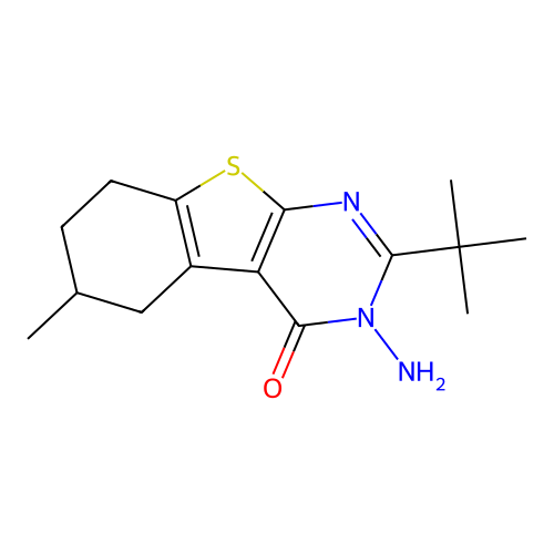 3-amino-2-(tert-butyl)-6-methyl-5,6,7,8-tetrahydrobenzo[4,5]thieno[2,3-d]pyrimidin-4(3H)-one structure