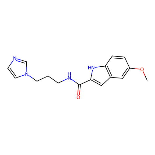 N-(3-imidazol-1-ylpropyl)-5-methoxy-1H-indole-2-carboxamide structure