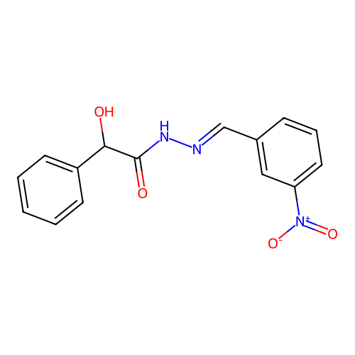 2-hydroxy-N-[(3-nitrophenyl)methylideneamino]-2-phenylacetamide structure