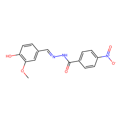 N-[(4-hydroxy-3-methoxyphenyl)methylideneamino]-4-nitrobenzamide structure