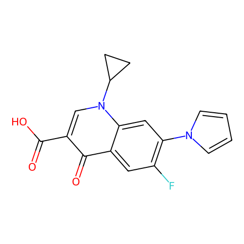 6-Fluoro-1-cyclopropyl-1,4-dihydro-4-oxo-7-(pyrrol-1-yl)quinoline-3-carboxylic acid structure