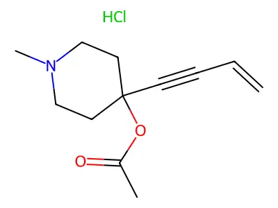 4-Piperidinol, 4-(3-buten-1-ynyl)-1-methyl-, acetate (ester), hydrochloride structure
