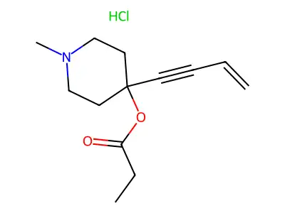 4-Piperidinol, 4-(3-buten-1-ynyl)-1-methyl-, propanoate (ester), hydrochloride structure