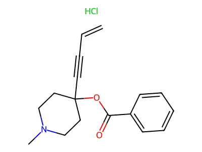 4-Piperidinol, 4-(3-buten-1-ynyl)-1-methyl-, benzoate (ester), hydrochloride structure