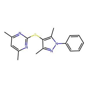 2-(3,5-Dimethyl-1-phenyl-1H-pyrazol-4-ylsulfanyl)-4,6-dimethyl-pyrimidine structure