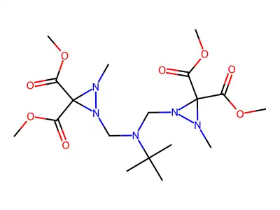 Bis-(2-methyl-3,3-bismethoxycarbonyldiaziridino-1-methyl)-tert-butylamine structure