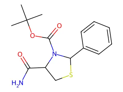 3-(tert-Butoxycarbonyl)-2-phenyl-1,3-thiazolidine-4-carboximidic acid structure