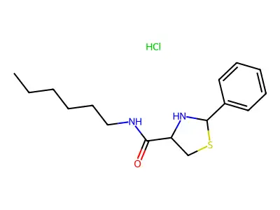 4-Thiazolidinecarboxamide, N-hexyl-2-phenyl-, monohydrochloride structure