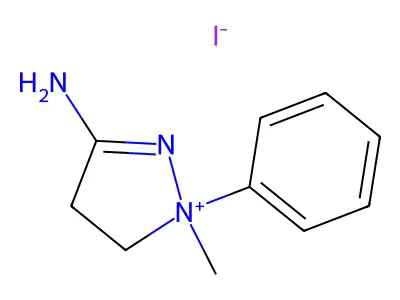 3-Amino-1-methyl-1-phenyl-4,5-dihydro-1H-pyrazol-1-ium, iodide structure