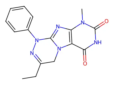 (1,2,4)Triazino(3,4-f)purine-6,8(7H,9H)-dione, 1,4-dihydro-3-ethyl-9-methyl-1-phenyl- structure