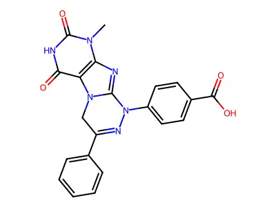 Benzoic acid, 4-(6,8-dioxo-9-methyl-3-phenyl-1,4,6,7,8,9-hexahydro-(1,2,4)-triazino(3,4-f)purin-1-yl)- structure