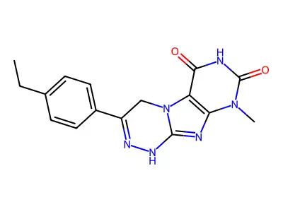 (1,2,4)Triazino(3,4-f)purine-6,8(7H,9H)-dione, 1,4-dihydro-3-(p-ethylphenyl)-9-methyl- structure