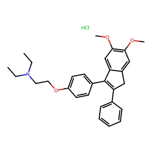 Triethylamine, 2-(p-(5,6-dimethoxy-2-phenyl-3-indenyl)phenoxy)-, hydrochloride structure